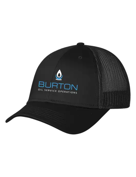 Black Mesh Trucker Cap Snap Back w/Burton Oil Logo