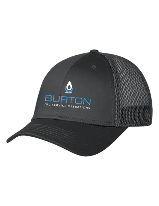Charcoal Mesh Trucker Cap Snap Back w/Burton Oil Logo