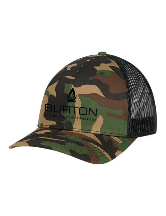 Richardson Adjustable Snapback Original 112P Trucker Cap Army Camo/Black  w/Burton Oil Logo