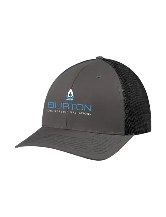 Richardson Adjustable Snapback Original 112 Trucker Cap Dark Grey w/Black Mesh w/Burton Oil Logo