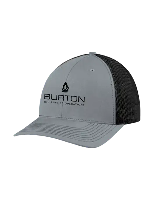 Richardson Adjustable Snapback Original 112 Trucker Cap Heather Grey w/Black Mesh w/Burton Oil Logo