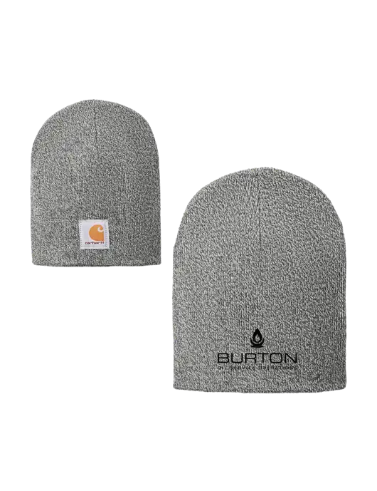 Carhartt Medium Grey Heather Acrylic Knit Hat w/Burton Oil Logo