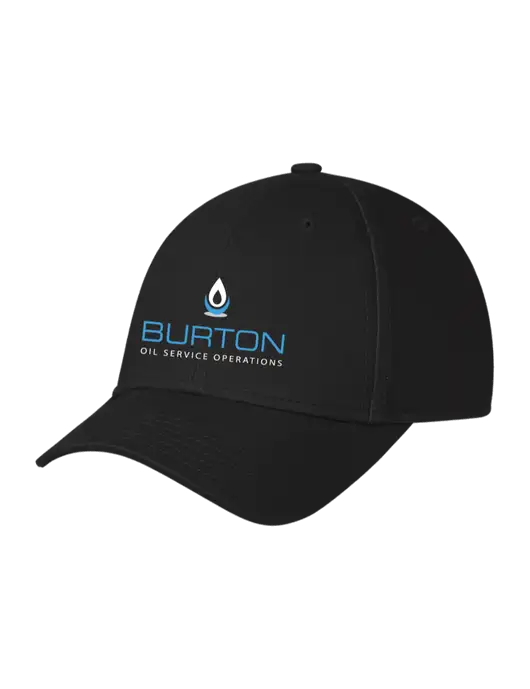 Black Structured Cap Hook & Loop w/Burton Oil Logo