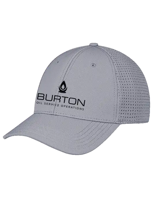 Grey Performance Stretchable Cap Hook & Loop w/Burton Oil Logo