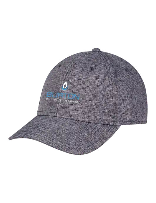 Heather Charcoal Structured Linen Look Cap Hook & Loop w/Burton Oil Logo