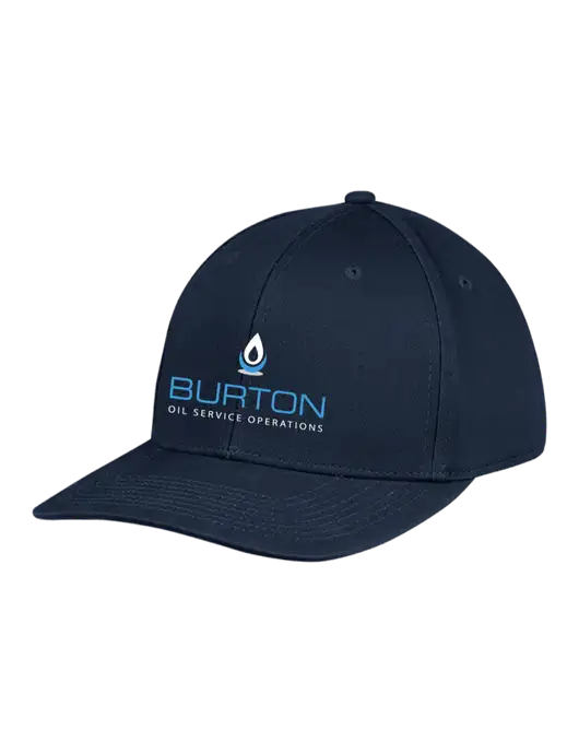 Premium Modern Structured Twill Navy Snapback Cap w/Burton Oil Logo