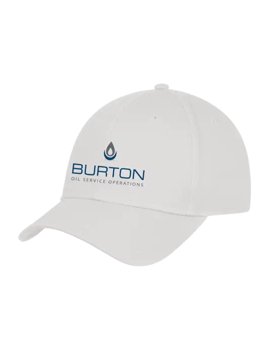 White Structured Cap Hook & Loop w/Burton Oil Logo