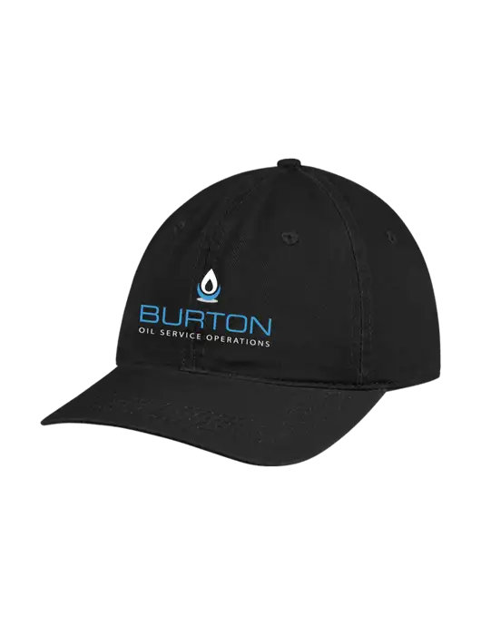 Garment Washed Unstructured Twill Black Cap w/Burton Oil Logo