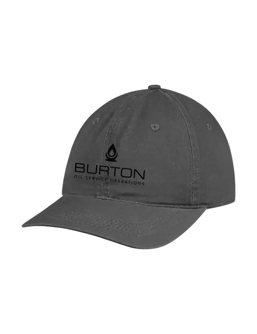 Garment Washed Unstructured Twill Charcoal Cap w/Burton Oil Logo