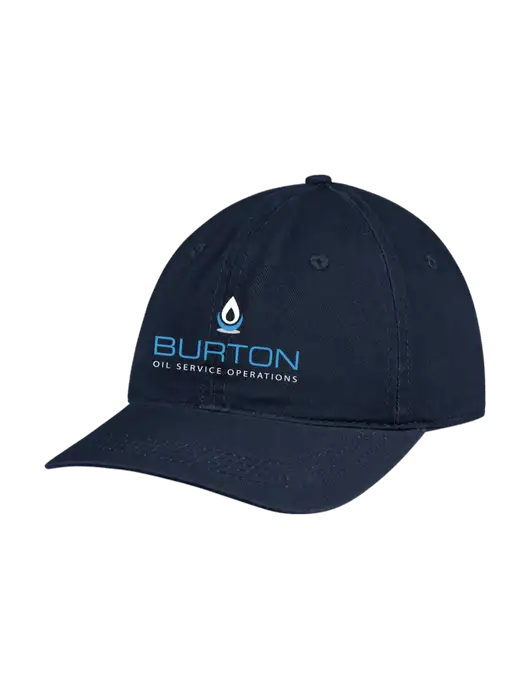 Garment Washed Unstructured Twill Navy Cap w/Burton Oil Logo