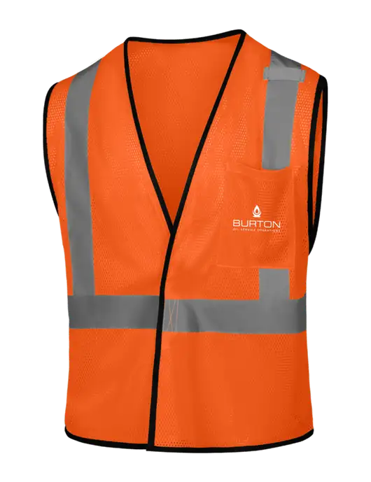 CornerStone Safety Orange ANSI 107 Class 2 Economy Mesh One-Pocket Vest w/Burton Oil Logo