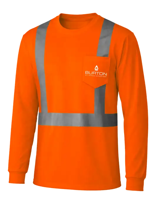 CornerStone Safety Orange ANSI 107 Class 2 Mesh Long Sleeve Tee w/Burton Oil Logo