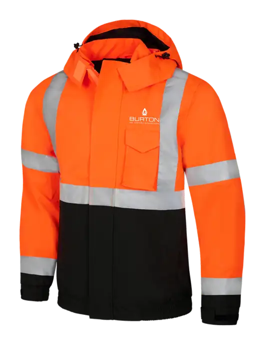 CornerStone Safety Orange ANSI 107 Class 3 Economy Waterproof Insulated Bomber Jacket w/Burton Oil Logo