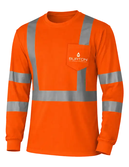 CornerStone Safety Orange ANSI 107 Class 3 Mesh Long Sleeve Tee w/Burton Oil Logo