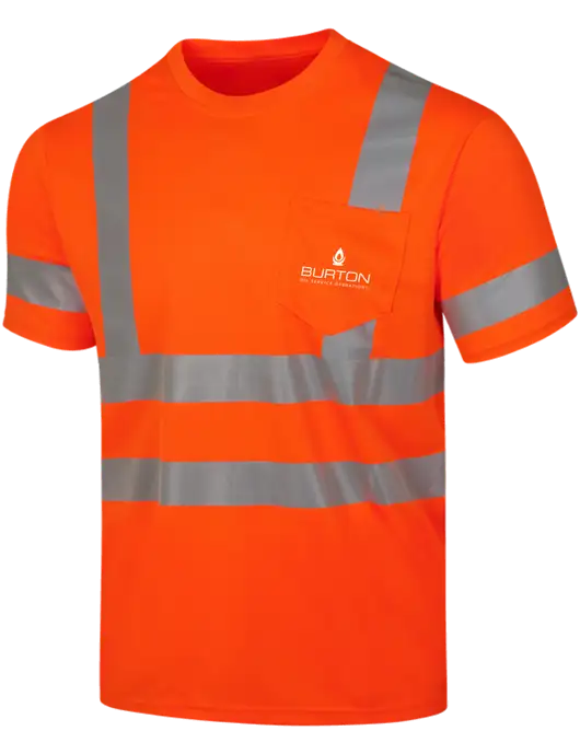 CornerStone Safety Orange ANSI 107 Class 3 Mesh Tee w/Burton Oil Logo
