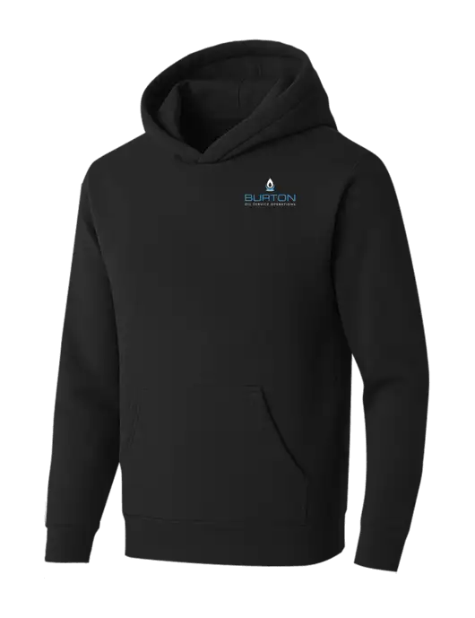 BELLA+CANVAS Black Sponge Fleece Pullover Hoodie w/Burton Oil Logo
