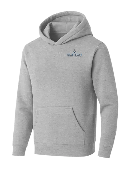 BELLA+CANVAS Light Grey Heather Sponge Fleece Pullover Hoodie w/Burton Oil Logo