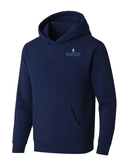 BELLA+CANVAS Navy Sponge Fleece Pullover Hoodie w/Burton Oil Logo
