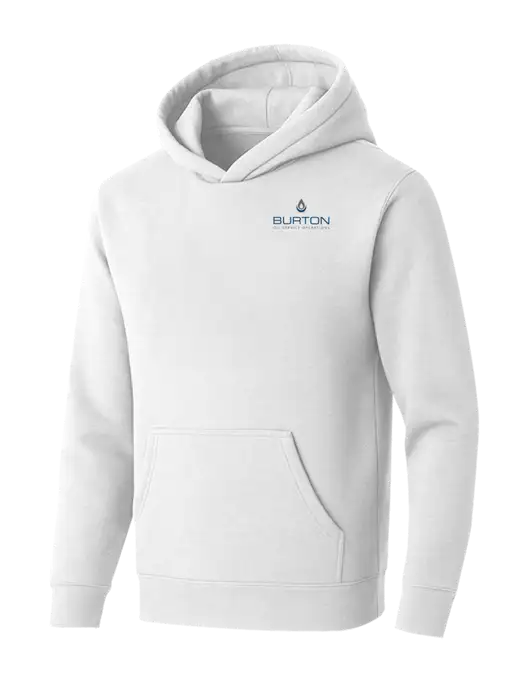BELLA+CANVAS Heathered White Sponge Fleece Pullover Hoodie w/Burton Oil Logo