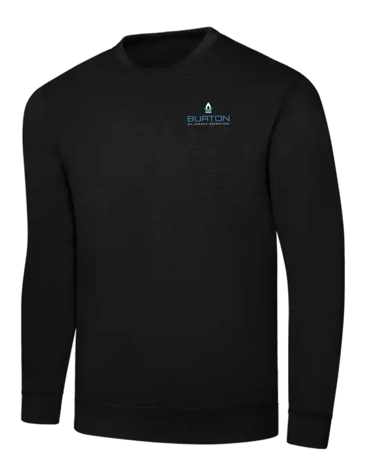 Black 7.8 oz Ring Spun Crew Sweatshirt w/Burton Oil Logo