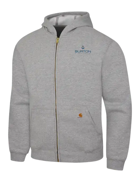 Carhartt Light Grey Heather Midweight Hooded Zip-Front Sweatshirt w/Burton Oil Logo