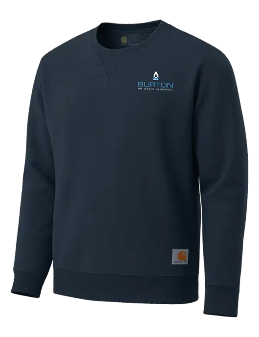 Carhartt Navy Midweight Crewneck Sweatshirt w/Burton Oil Logo