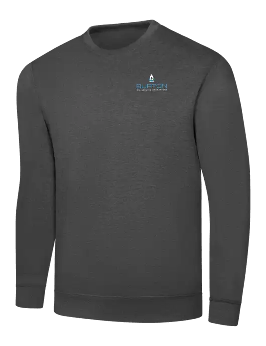 Charcoal 7.8 oz Ring Spun Crew Sweatshirt w/Burton Oil Logo