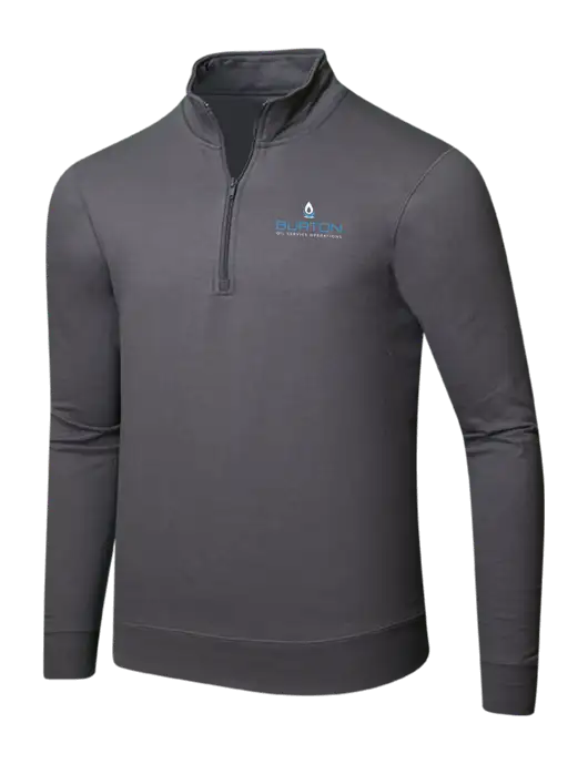 Charcoal 8.5 oz Ring Spun 1/4 Zip Pullover Sweatshirt w/Burton Oil Logo