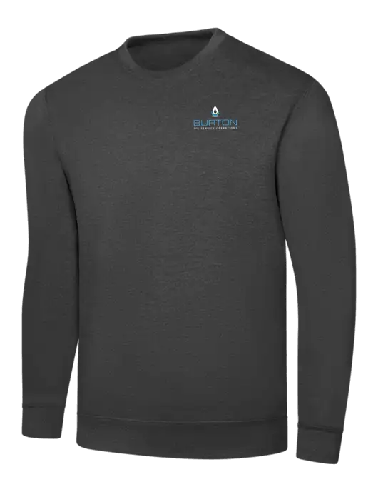 Dark Heather Grey 7.8 oz Ring Spun Crew Sweatshirt w/Burton Oil Logo