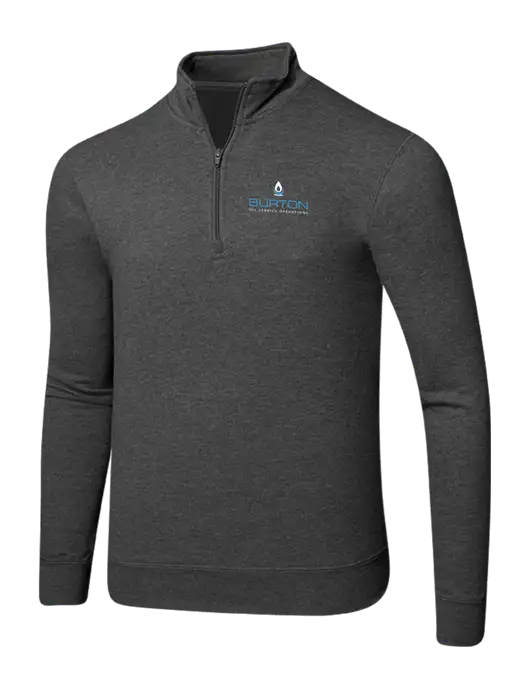 Dark Heather Grey 8.5 oz Ring Spun 1/4 Zip Pullover Sweatshirt w/Burton Oil Logo