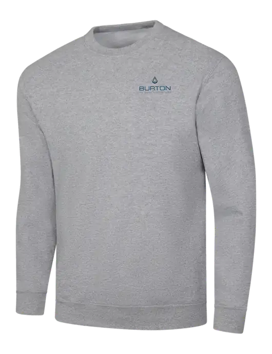 Light Grey Heather 7.8 oz Ring Spun Crew Sweatshirt w/Burton Oil Logo