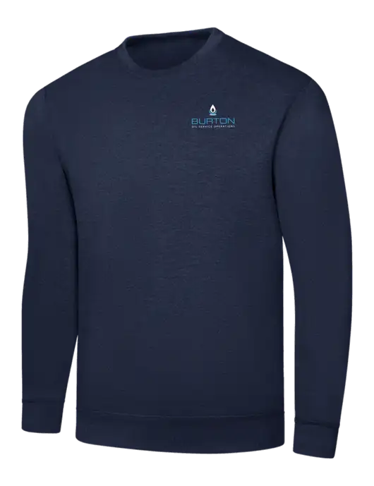 Navy 7.8 oz Ring Spun Crew Sweatshirt w/Burton Oil Logo