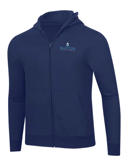Navy 8.5 oz Ring Spun Zip Hooded Sweatshirt w/Burton Oil Logo