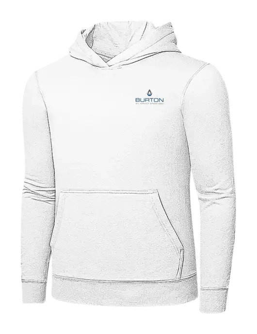 White 7.8 oz Ring Spun Hooded Sweatshirt w/Burton Oil Logo