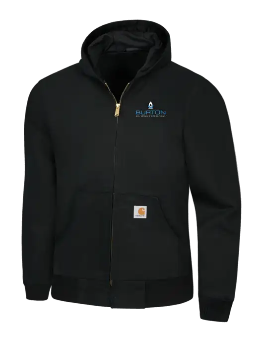 Carhartt Black Thermal Lined Duck Active Jacket w/Burton Oil Logo