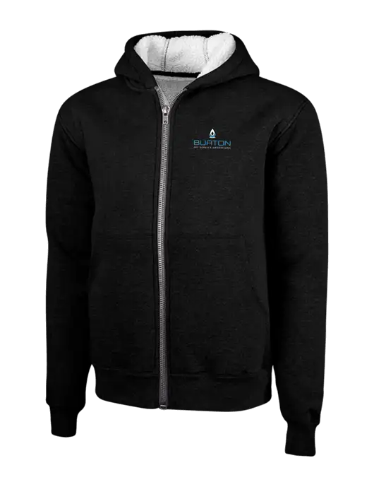 Cornerstone Black Heavyweight Sherpa Lined Hooded Fleece Jacket w/Burton Oil Logo
