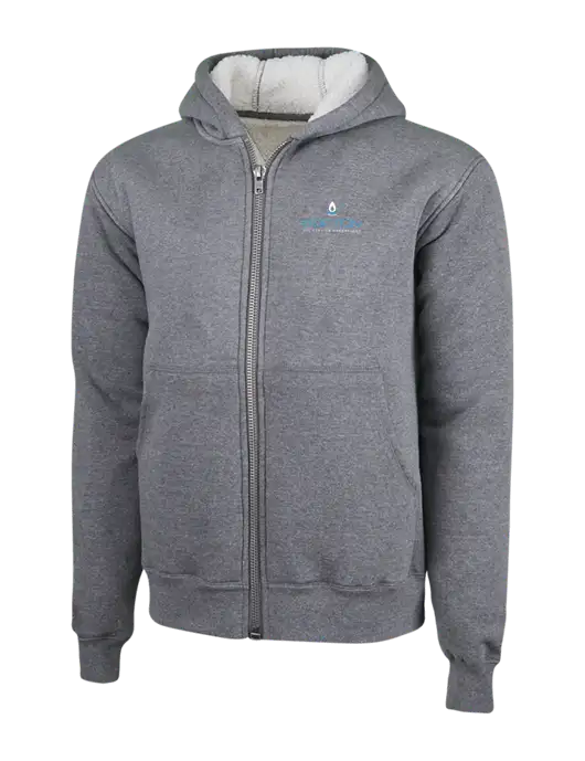 Cornerstone Grey Heather Heavyweight Sherpa Lined Hooded Fleece Jacket w/Burton Oil Logo