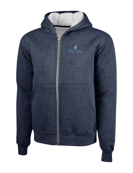 Cornerstone Navy Heavyweight Sherpa Lined Hooded Fleece Jacket w/Burton Oil Logo