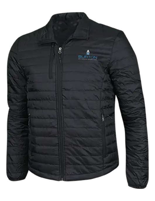 Deep Black Puffy Packable Jacket w/Burton Oil Logo