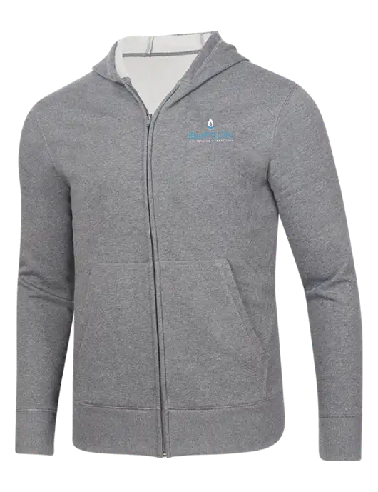 Full-Zip Medium Grey Heather Heavyweight Hooded Sweatshirt w/Burton Oil Logo