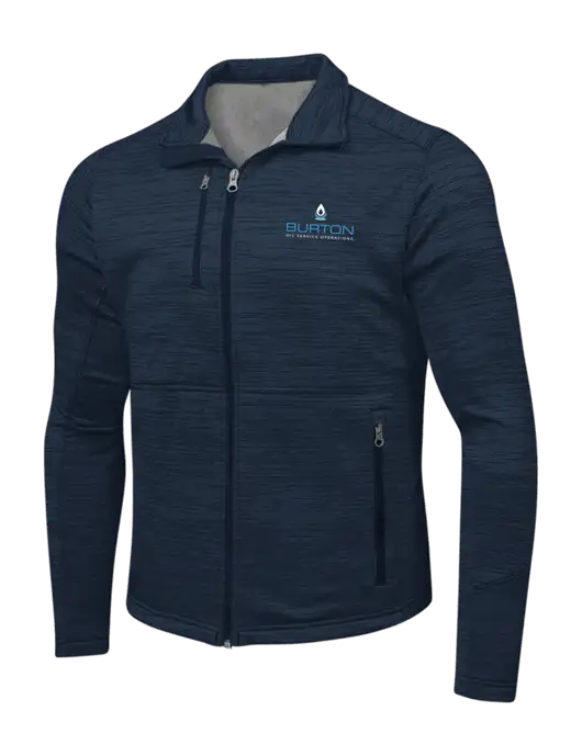 Navy Digi Stripe Fleece Jacket w/Burton Oil Logo