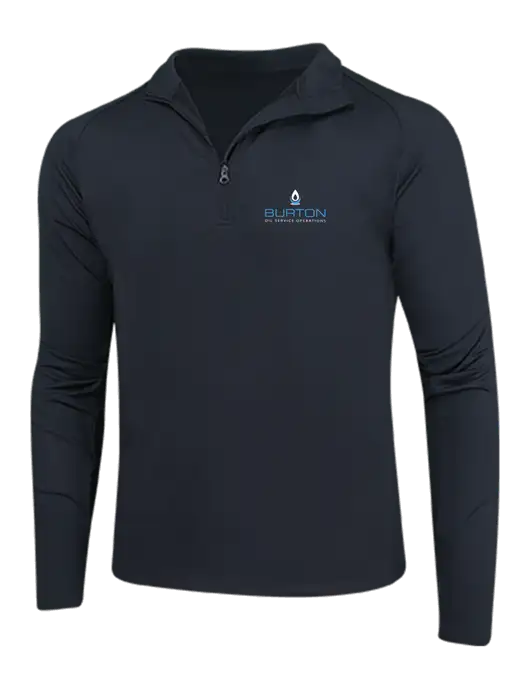 Black Sport Wick Stretch 1/4 Zip Pullover w/Burton Oil Logo