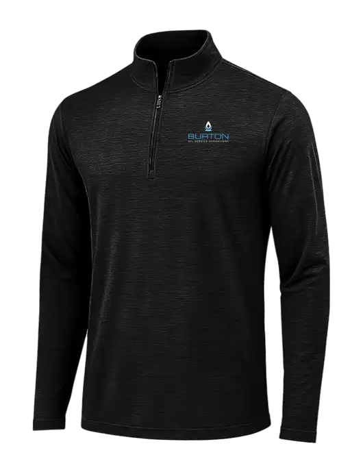 Black Triad Solid Posicharge Tri-Blend Wicking 1/4 Zip Pullover w/Burton Oil Logo