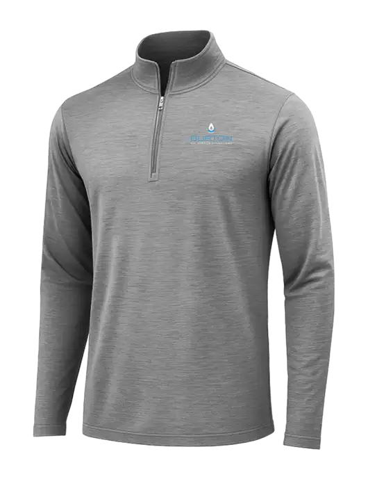 Dark Grey Heather Posicharge Tri-Blend Wicking 1/4 Zip Pullover w/Burton Oil Logo