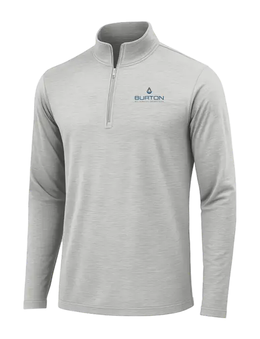Light Grey Heather Posicharge Tri-Blend Wicking 1/4 Zip Pullover w/Burton Oil Logo