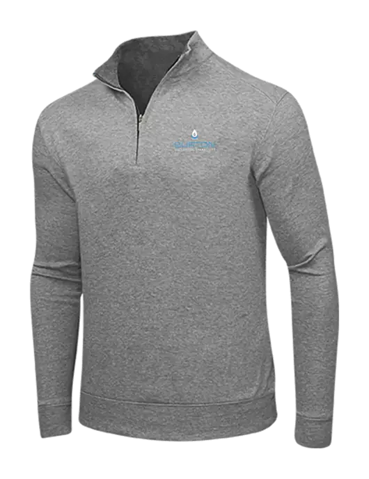 Medium Heather Grey/Charcoal Heather Interlock 1/4 Zip w/Burton Oil Logo