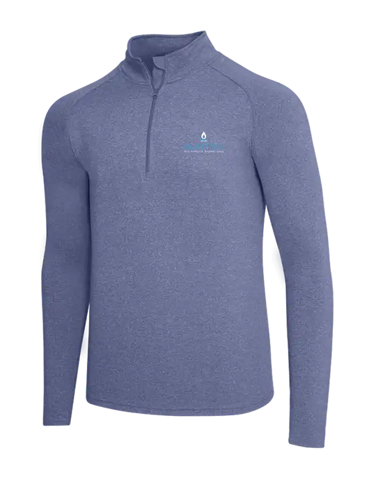 Navy Heather Sport Wick Stretch 1/4 Zip Pullover w/Burton Oil Logo