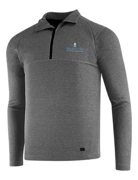 OGIO Dark Grey Heather Transition 1/4 Zip Pullover w/Burton Oil Logo