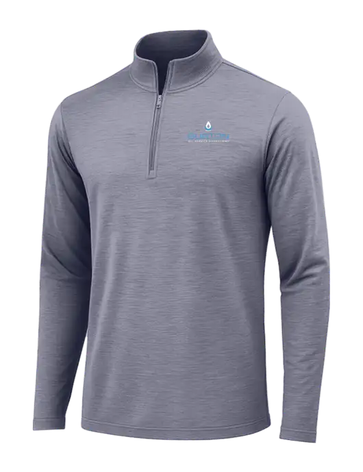 True Navy Heather Posicharge Tri-Blend Wicking 1/4 Zip Pullover w/Burton Oil Logo