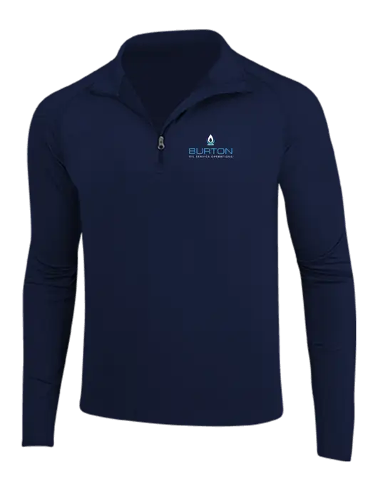 Navy Sport Wick Stretch 1/4 Zip Pullover w/Burton Oil Logo